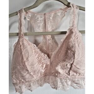 NWT AUDEN lace lightly lined racerback bralette pink woman Sz M‎